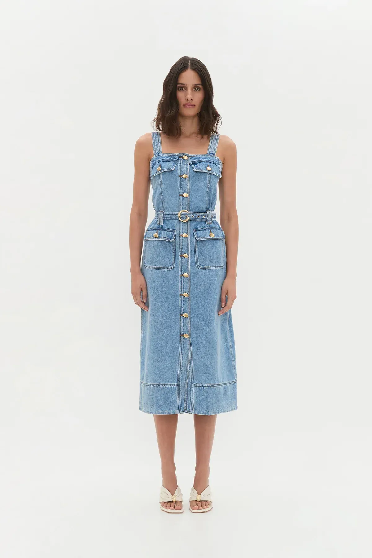 AJE HOLLAND DENIM MIDI DRESS (Size 14) - Image 1