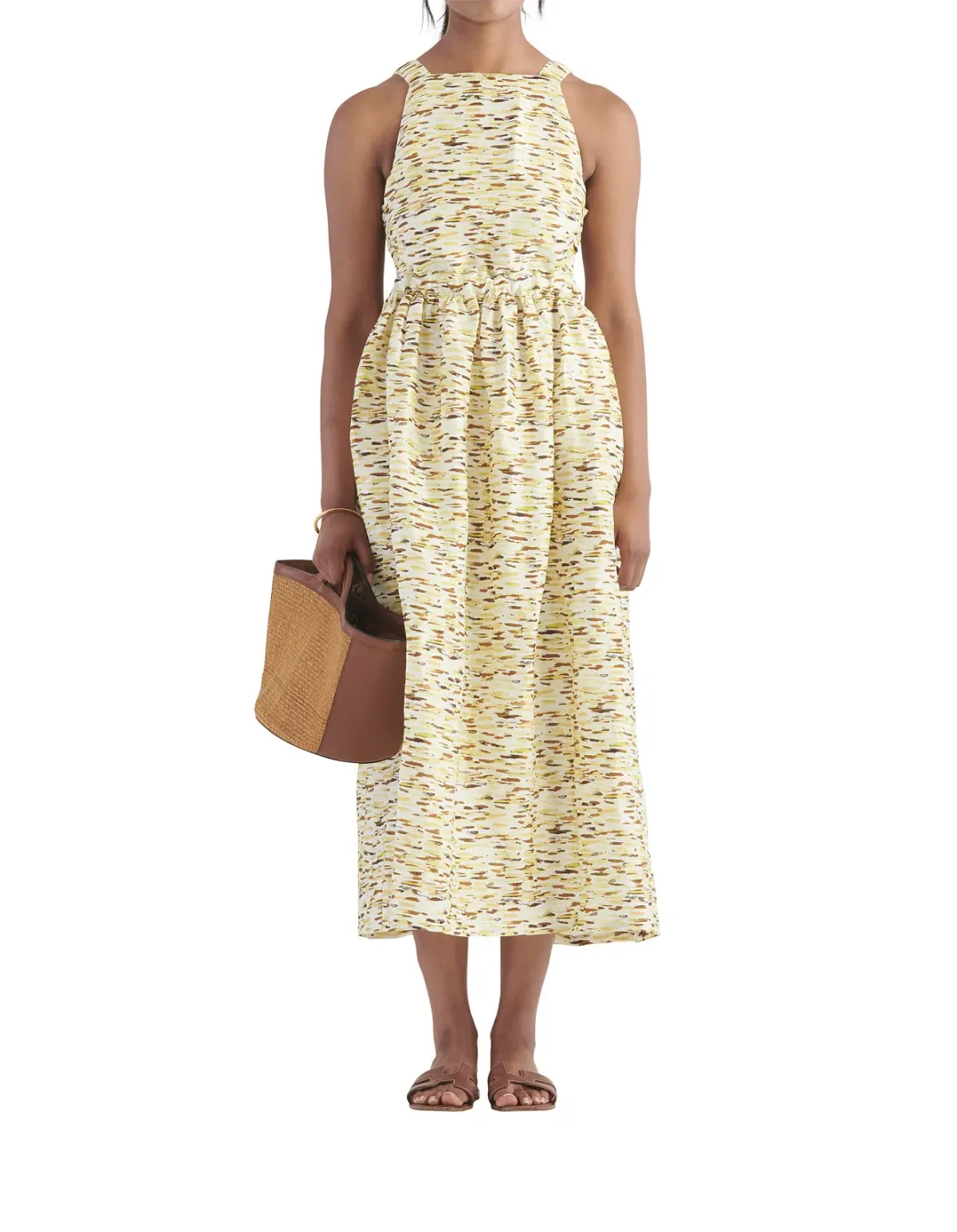 Elka Collective Mari Sleeveless Midi Dress in Citrus Print. Size 8 - Image 7