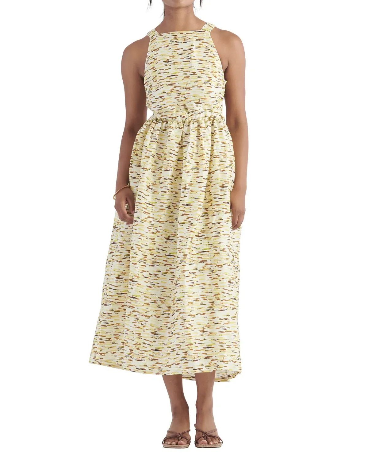 Elka Collective Mari Sleeveless Midi Dress in Citrus Print. Size 8 - Image 8