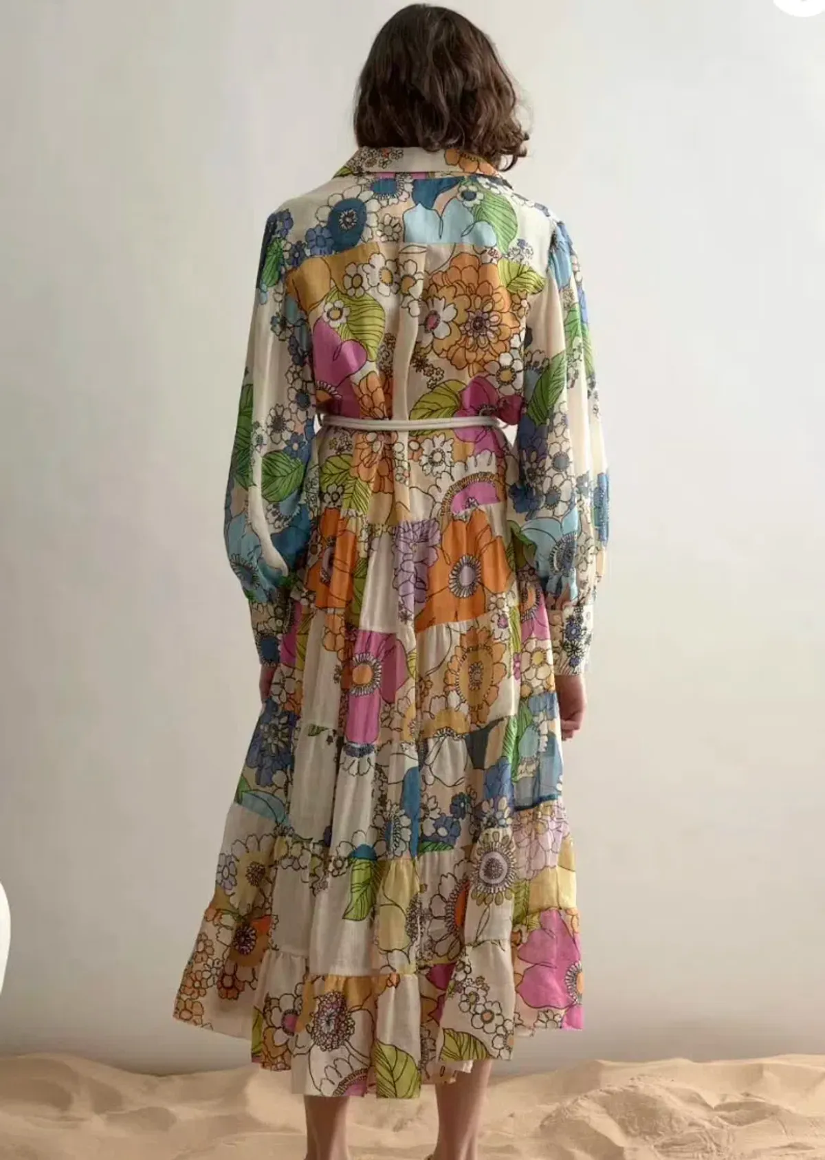Alemais Farrah Tiered Shirt Dress in Floral Multi Size 8 - Image 2