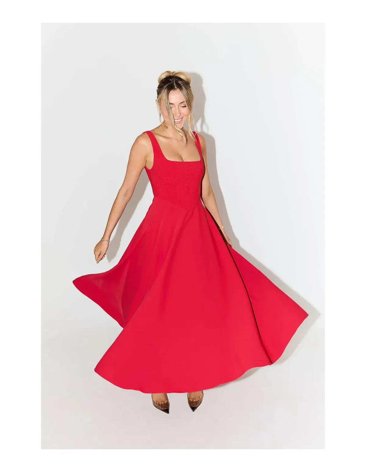 Odd Muse - Ultimate Muse High Waist Square Neck Midi Dress - XXL  - Image 1