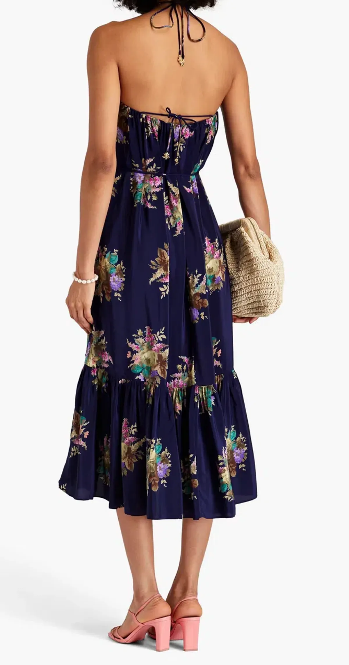 Zimmermann floral-print silk-crepe de chine halterneck midi dress Navy Size 2 - Image 2