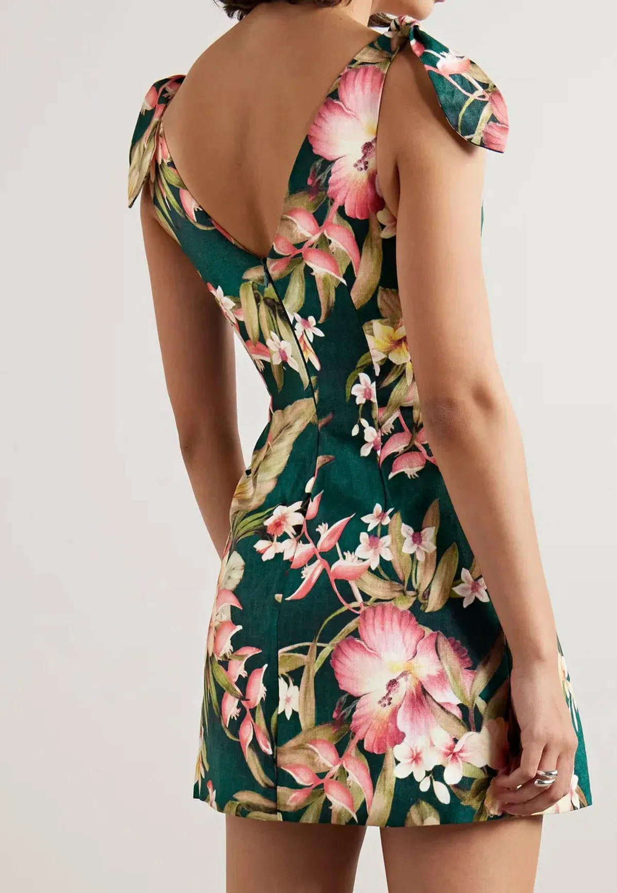 Zimmermann Lexi pleated floral-print linen mini dress Emerald Size 2 - Image 2