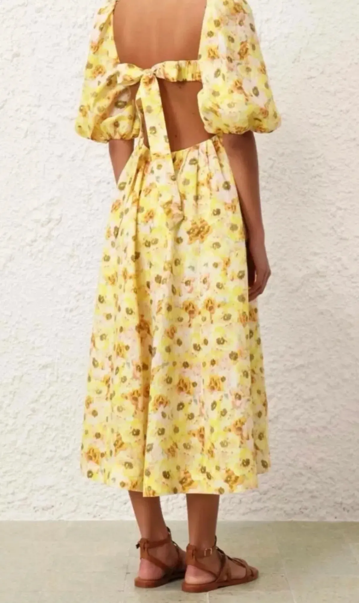 Zimmermann Lightburst Cut Out Midi Dress Yellow | Size 2 AU 12  - Image 4