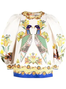 Alémais Effie Puff Sleeve Top in Multi Size 10 for rent on The Volte - image 3