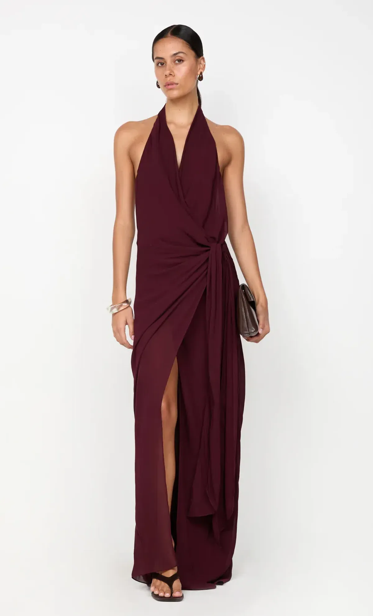 Bec and Bridge Soneva Wrap Halter Dress Plum Size 8 - Image 1