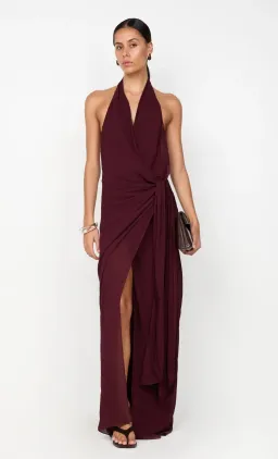 Bec and Bridge Soneva Wrap Halter Dress Plum Size 8  for rent on The Volte - image 1