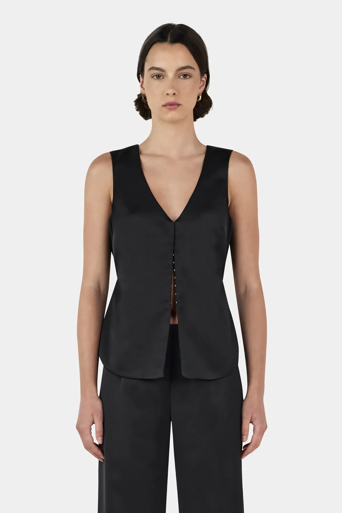Hansen And Gretel Rey Satin Vest Black Size 10 - Image 1