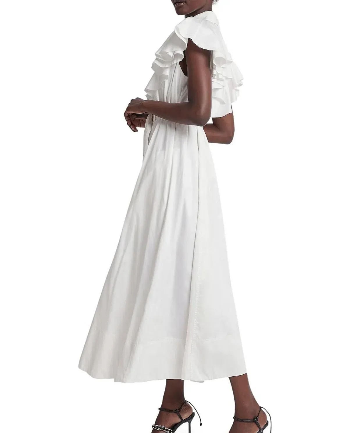 Aje Kindred Frill Sleeve Midi Dress Ivory White Size 16 - Image 2