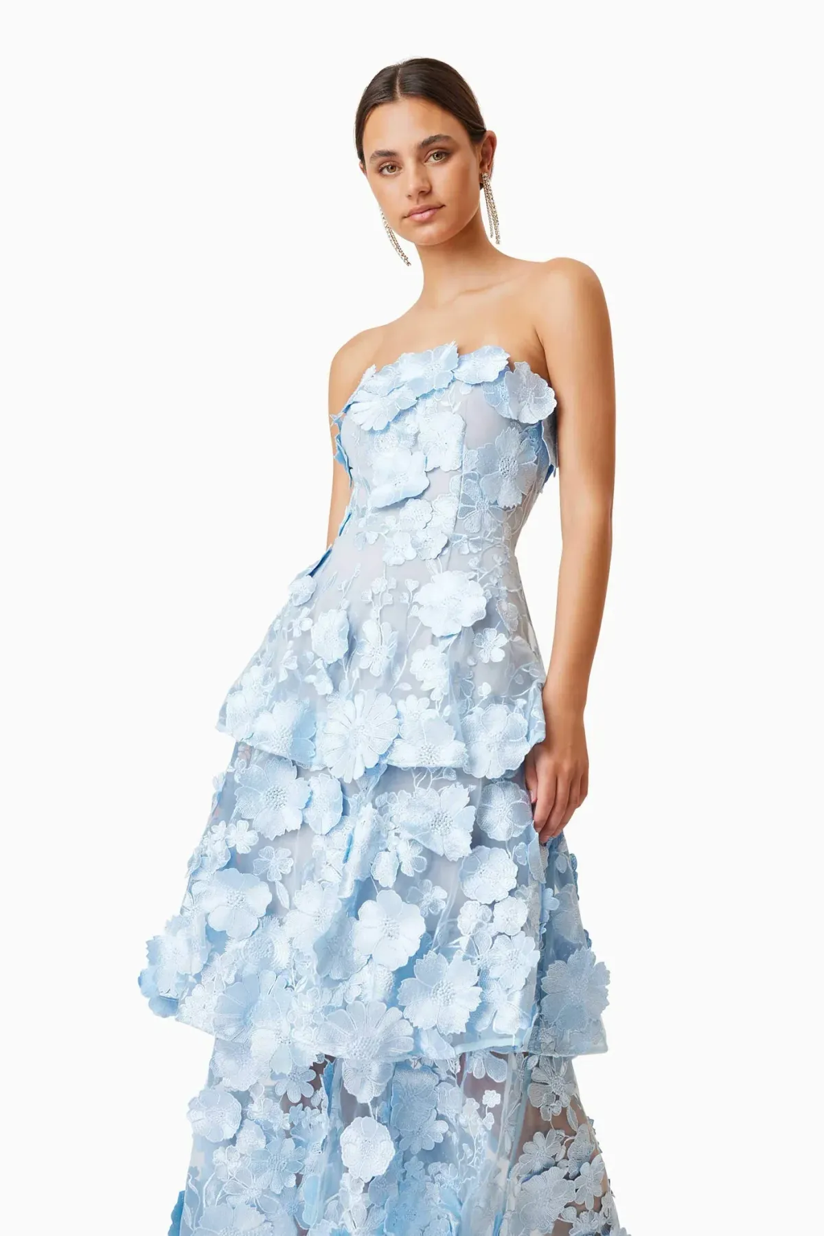 Elliatt Selene Maxi Tiered 3D Dress Blue Size AU 8 - Image 2