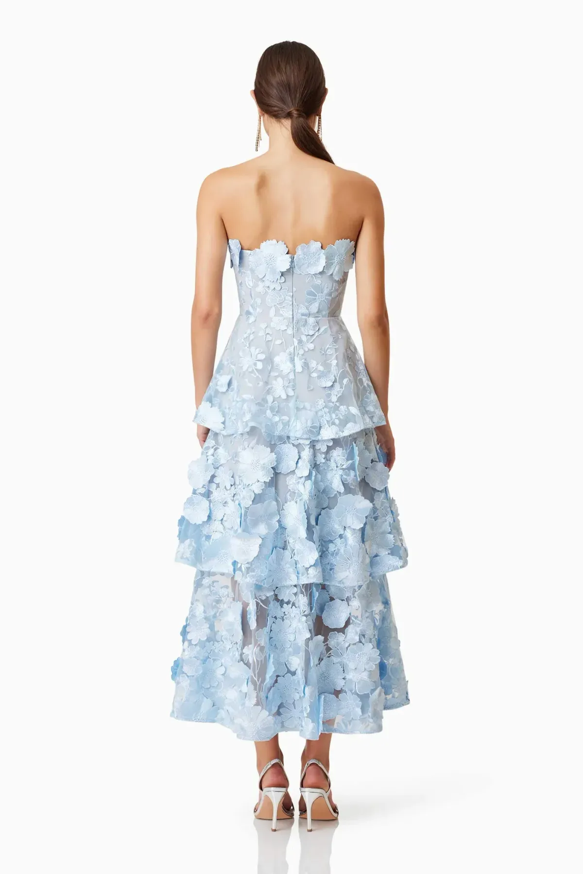 Elliatt Selene Maxi Tiered 3D Dress Blue Size AU 8 - Image 4