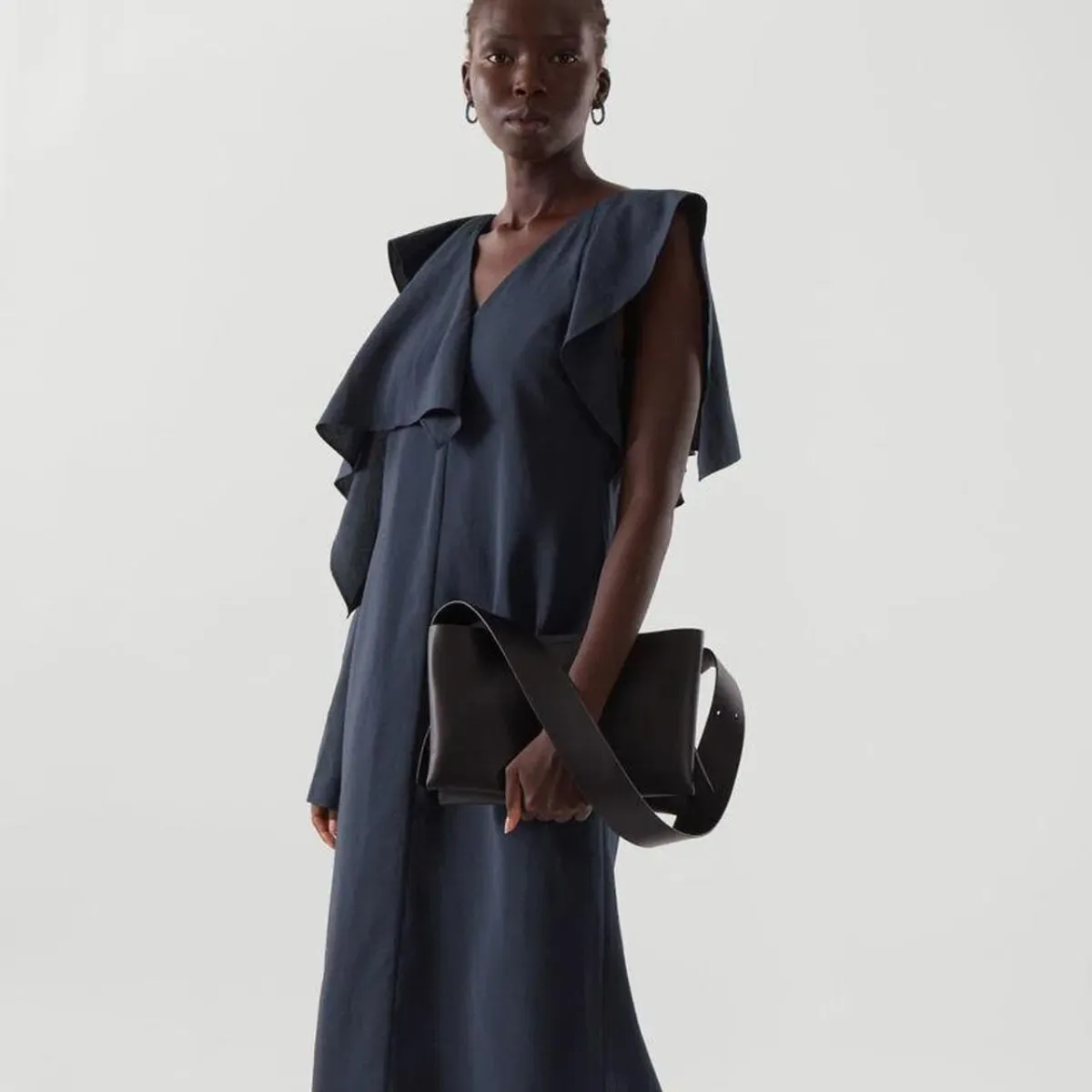 COS Asymmetric Midi Dress in Navy AU16 - Image 1