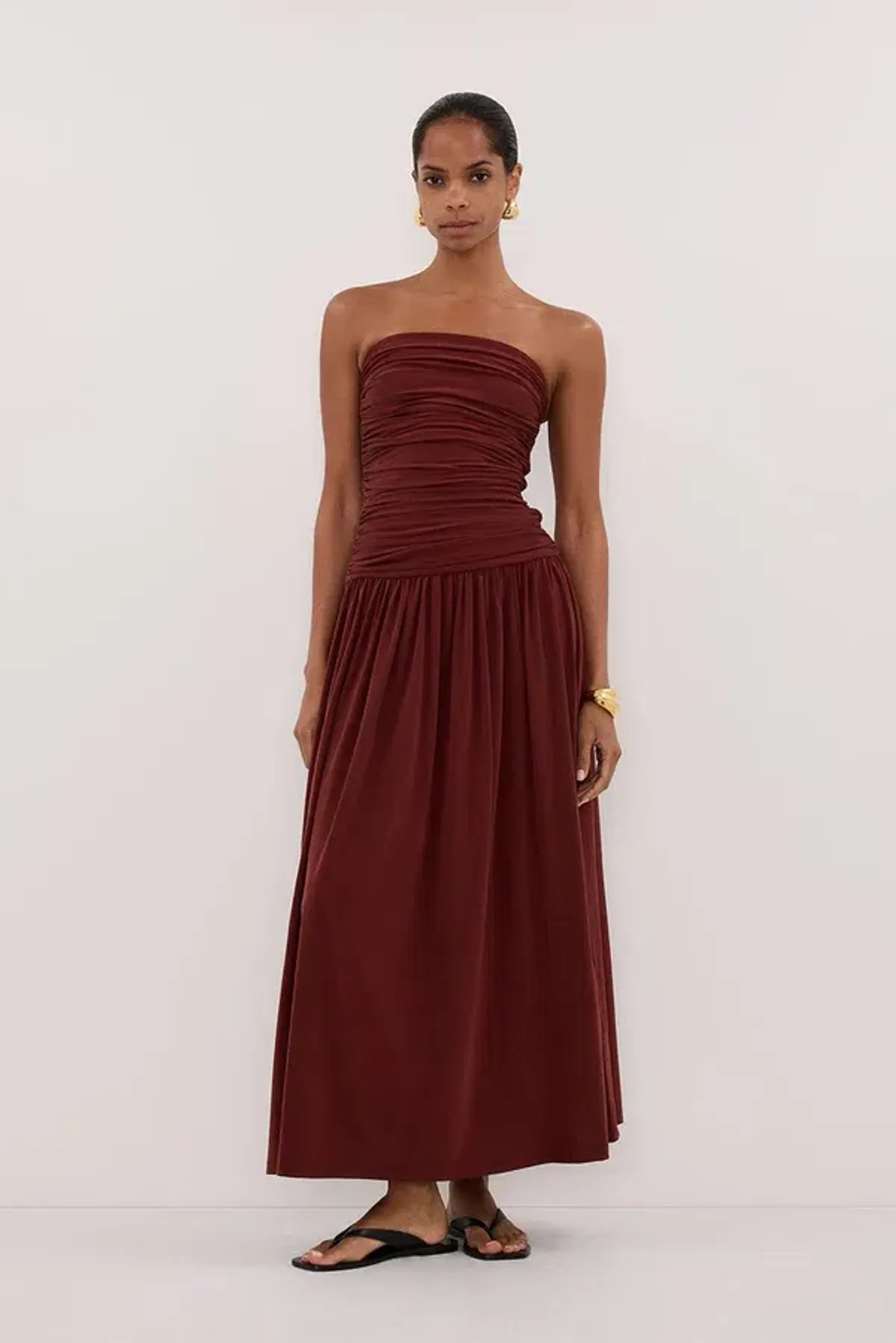 SHARI SAHARA STRAPLESS BANDEAU MIDI DRESS - Image 1
