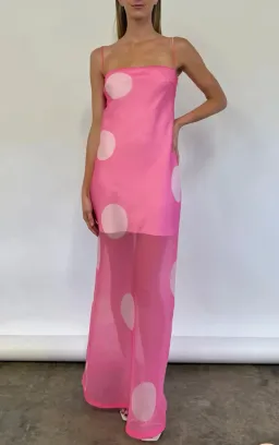 By Nicola Mila Maxi Dress in Pink Polka for rent on The Volte - image 2