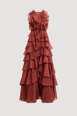 Aje Cleo Gown in Rust Size 14 for rent on The Volte - image 4