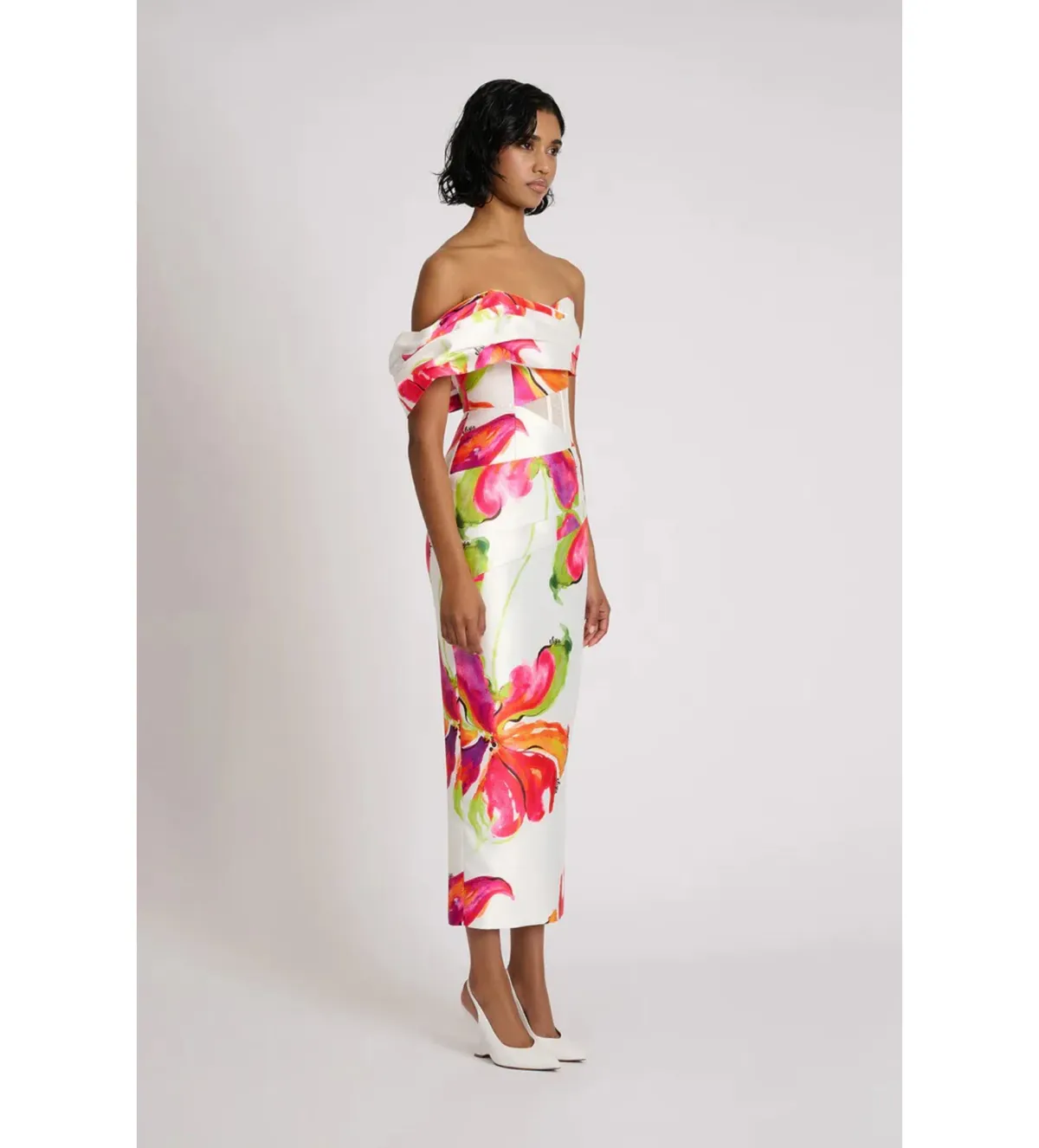 Eliya The Label Ivie Midi Dress White Floral Size M AU 10 - Image 5