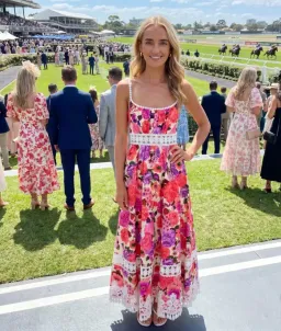 Zimmermann Stardust Fit & Flare Midi Dress Pink Floral Size 1 AU 10 for rent on The Volte - image 1