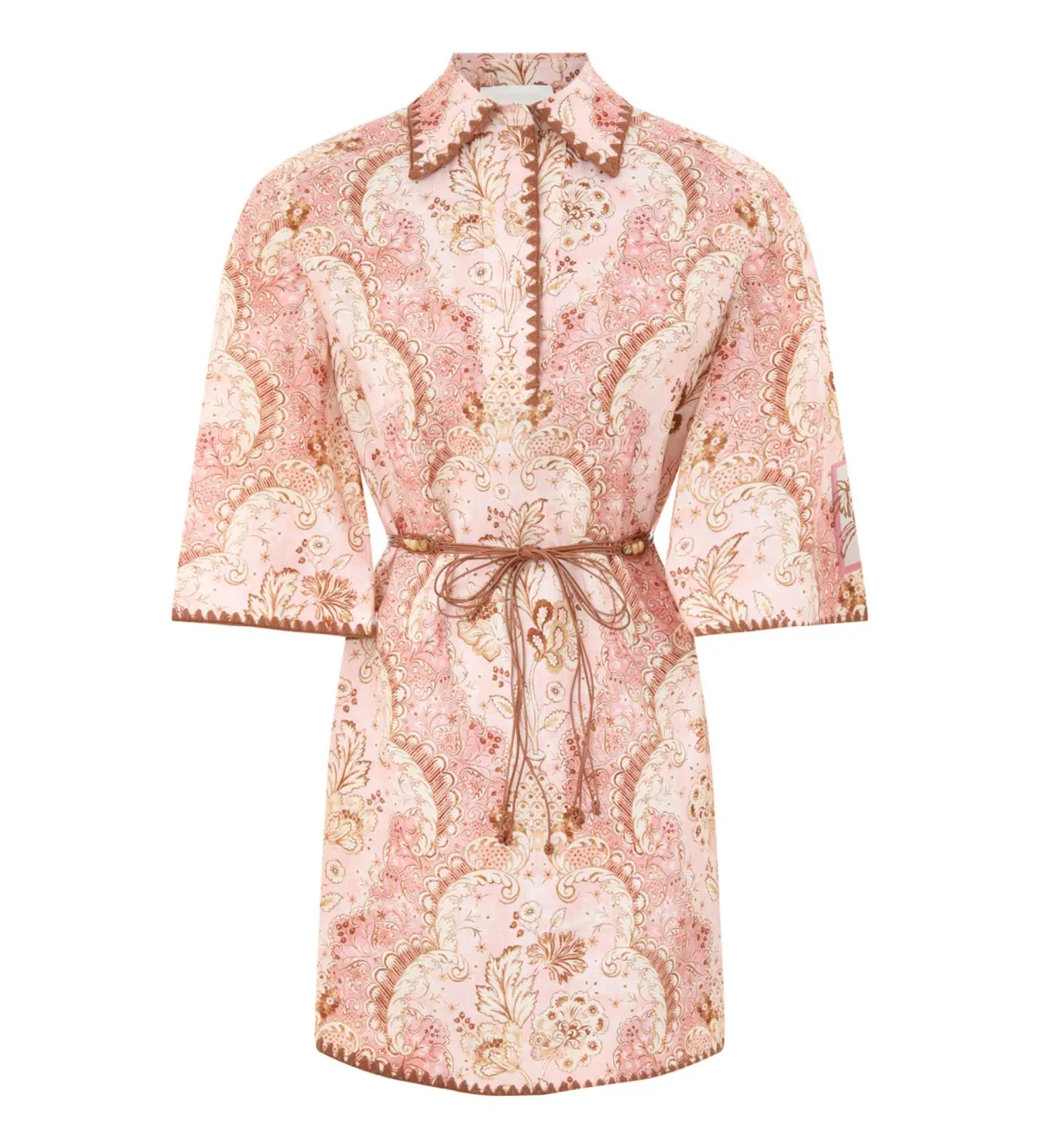 Zimmermann Daylight Tunic Mini Dress Damask Rose Size 0 AU 8 - Image 2