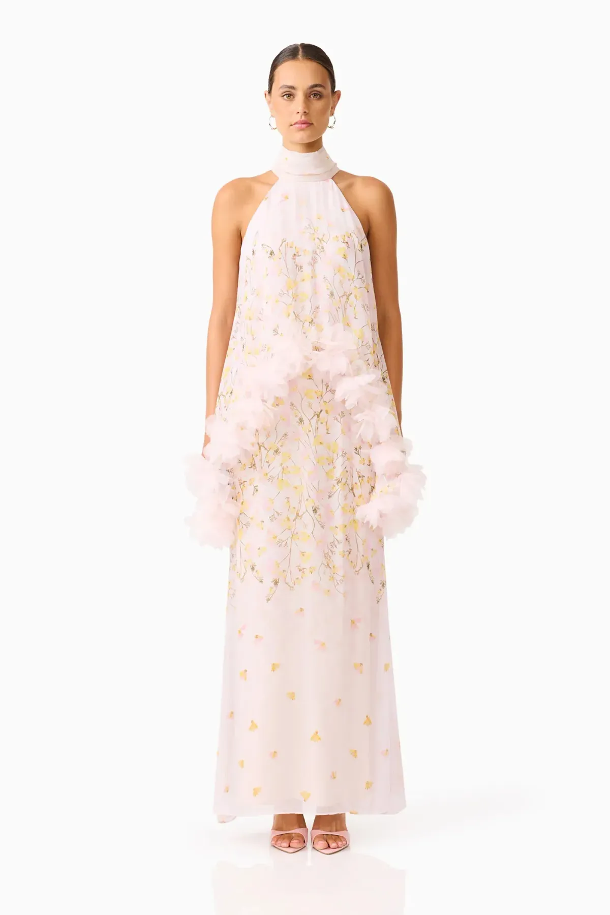 Elliatt Tulsia Floral Cape Maxi Dress in Pink Size S/AU 8 - Image 2