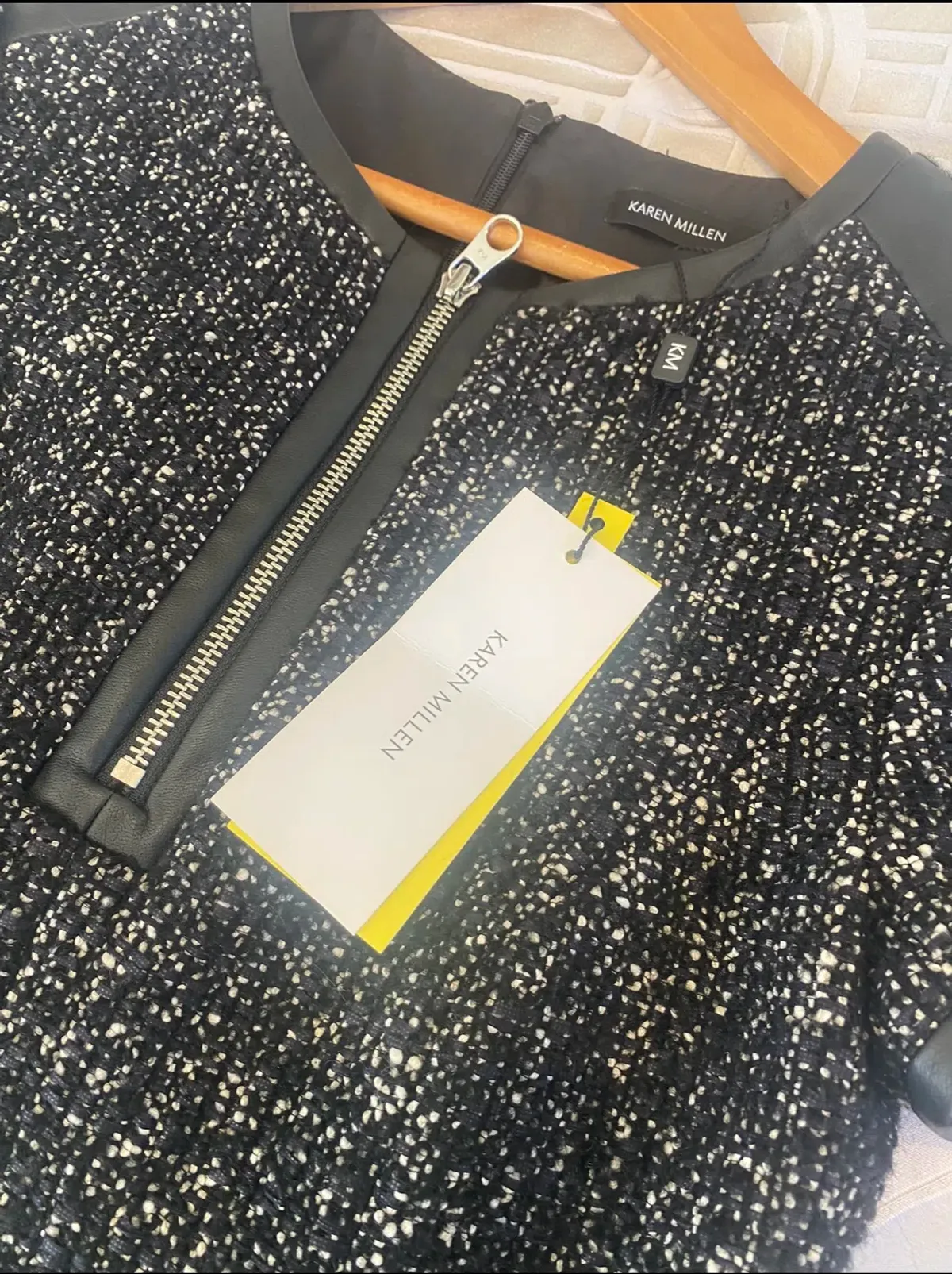 Karen Millen Tweed mini dress with faux leather detailing   RRP $800 - Image 3
