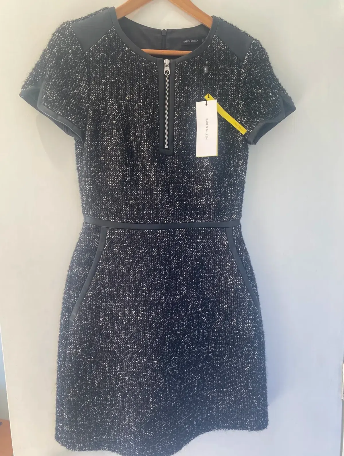 Karen Millen Tweed mini dress with faux leather detailing   RRP $800 - Image 2