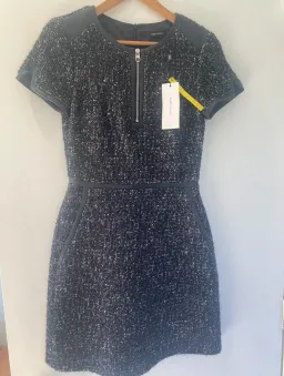 Karen Millen Tweed mini dress with faux leather detailing RRP $800 for rent on The Volte - image 2