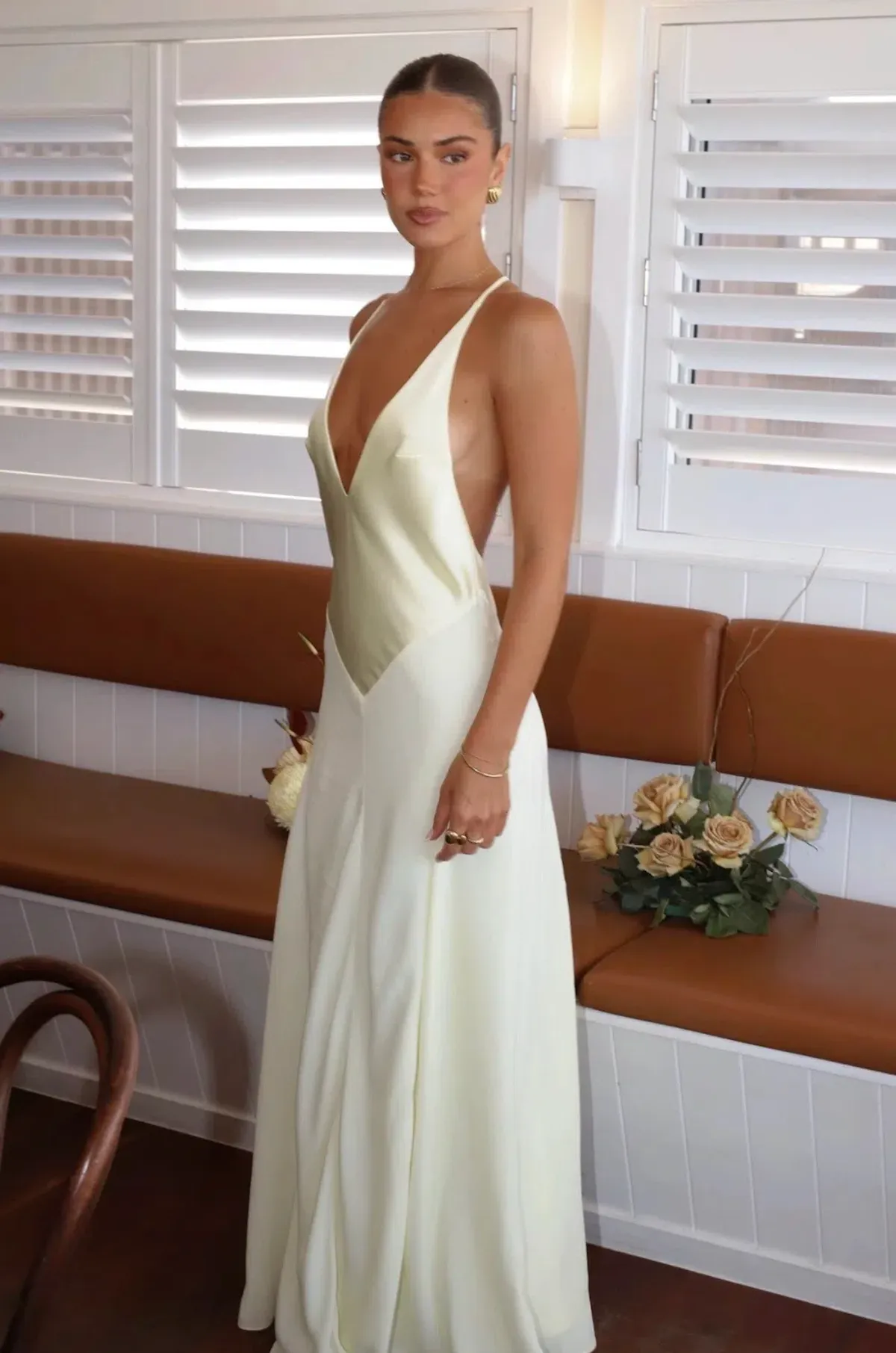 Sneaky Link Jaz Hand V-Neck Maxi Dress Butter Size S / AU 8 - Image 1
