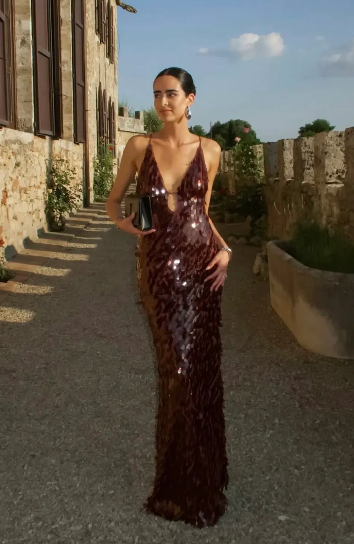 Misha Sapphire Sequin Maxi Dress Fig Size XS / AU 6 - Image 1