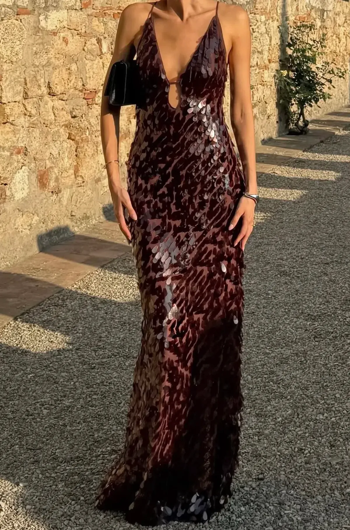 Misha Sapphire Sequin Maxi Dress Fig Size S / AU 8 - Image 2