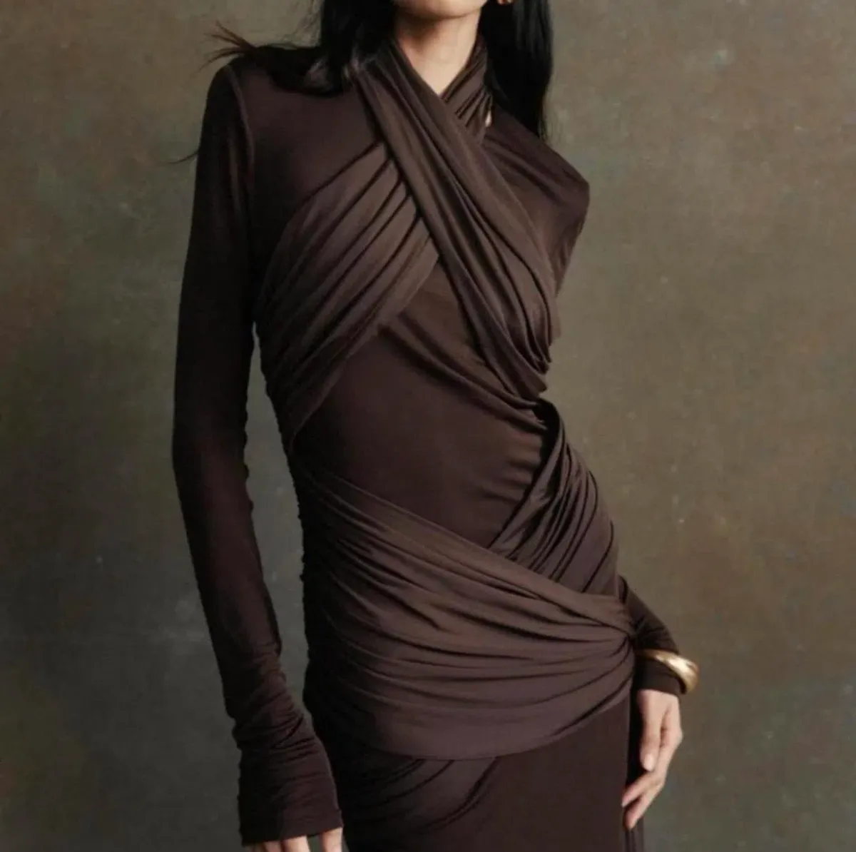 De La Vali Ballad Dress Chocolate Brown Size 8 - Image 2