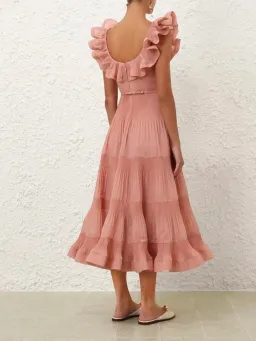 Zimmermann Dress Midi Pink Size 6  for rent on The Volte - image 3