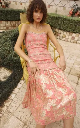 HEMANT & NANDITA ROOP MIDI DRESS IN CORAL SIZE 6 for rent on The Volte - image 2