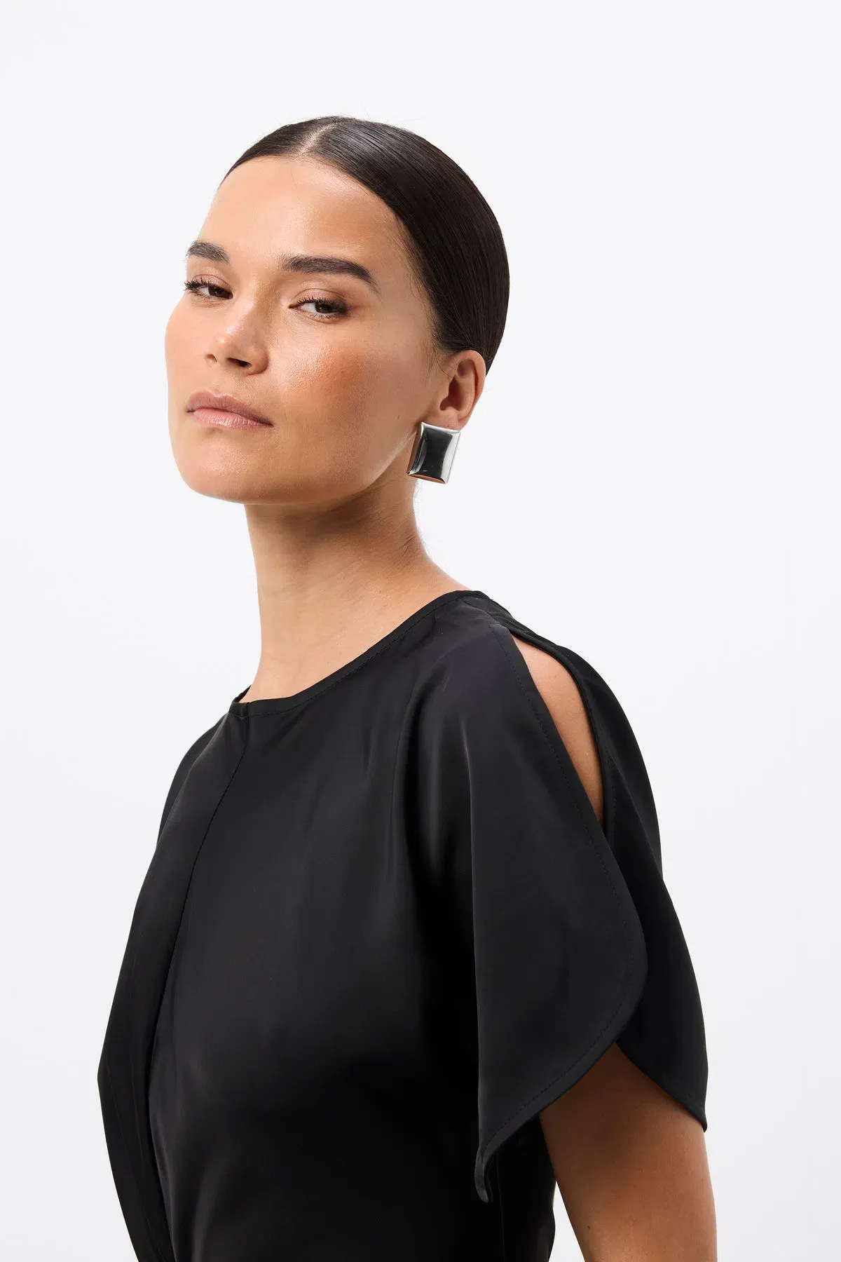 Mossman Black Ruched Dress Size 16 - Image 3