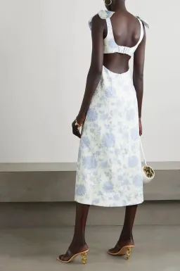 Zimmermann Floral Tie Shoulder Midi Dress in Lilac Tonal Floral Size 0 / AU 8 for rent on The Volte - image 1
