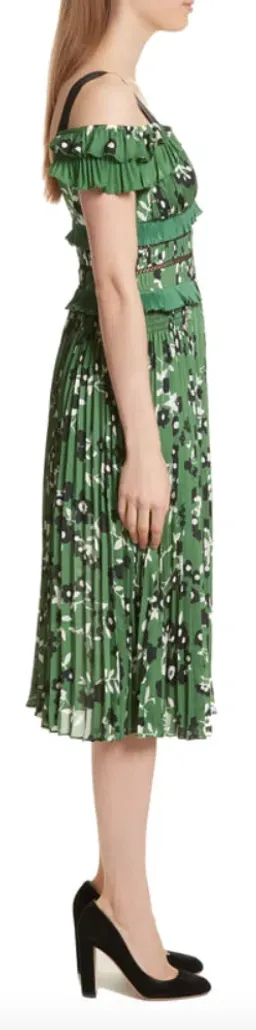 Self-Portrait Green Floral Midi Dress / AU 8 for rent on The Volte - image 2