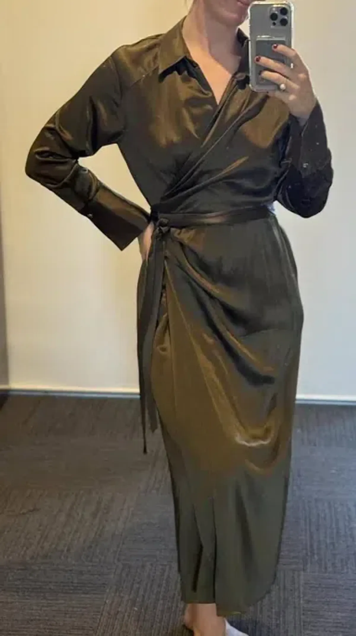Witchery Khaki Wrap Dress Size 14 - Image 1