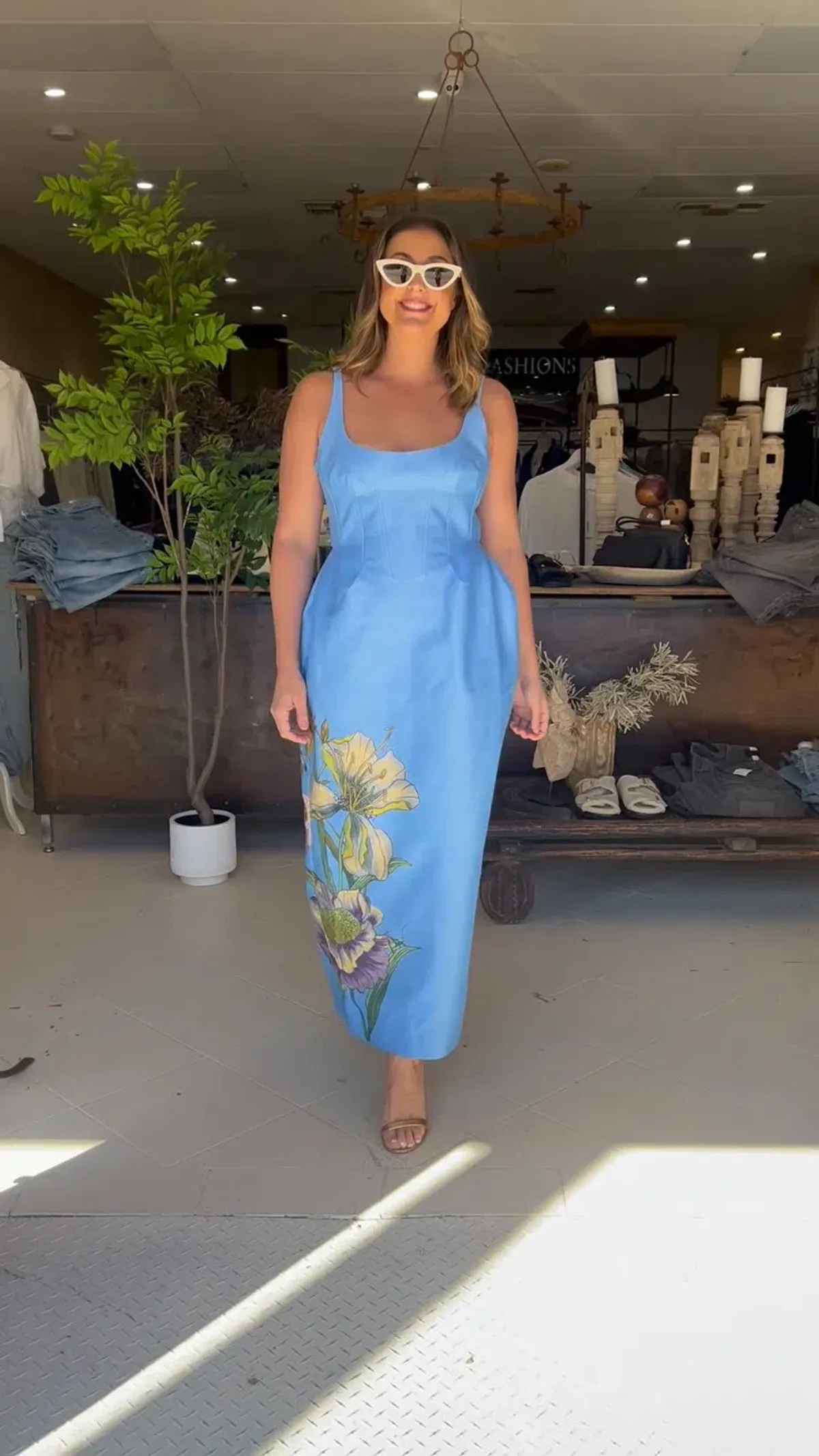 Alemais Donata Taffeta Maxi Gown Blue Print Size AU 8 - Image 2