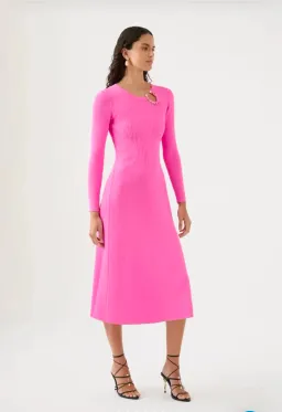 Aje Crescent Knit MIDI Dress Protea Pink Size 10 for rent on The Volte - image 1