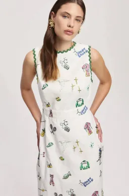 Alemais Play Embroidered Midi Dress 100% linen,  Size 14 for rent on The Volte - image 5