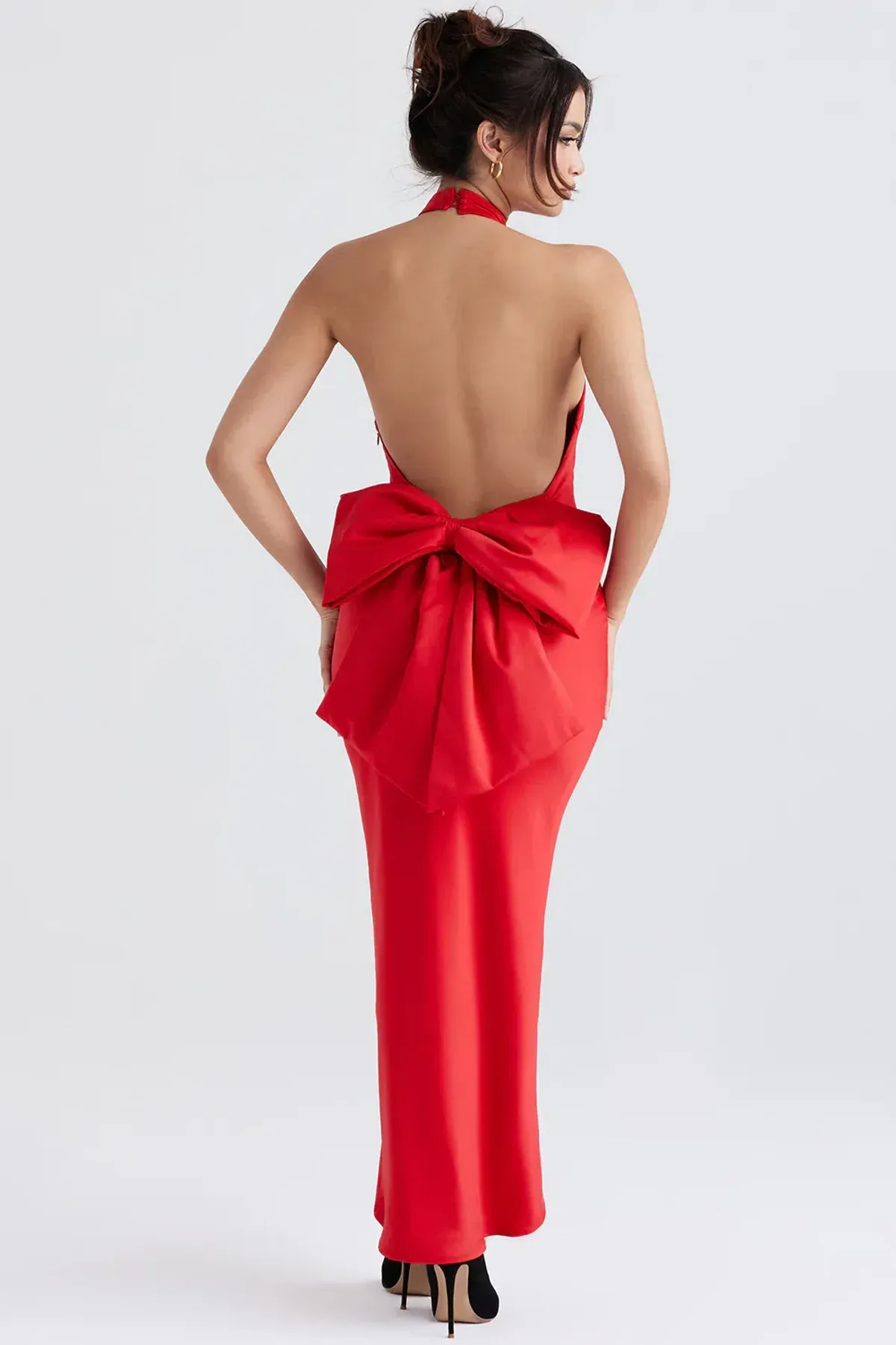 HOUSE OF CB Ilaria Red Bow Halter Dress Size XS - Image 5