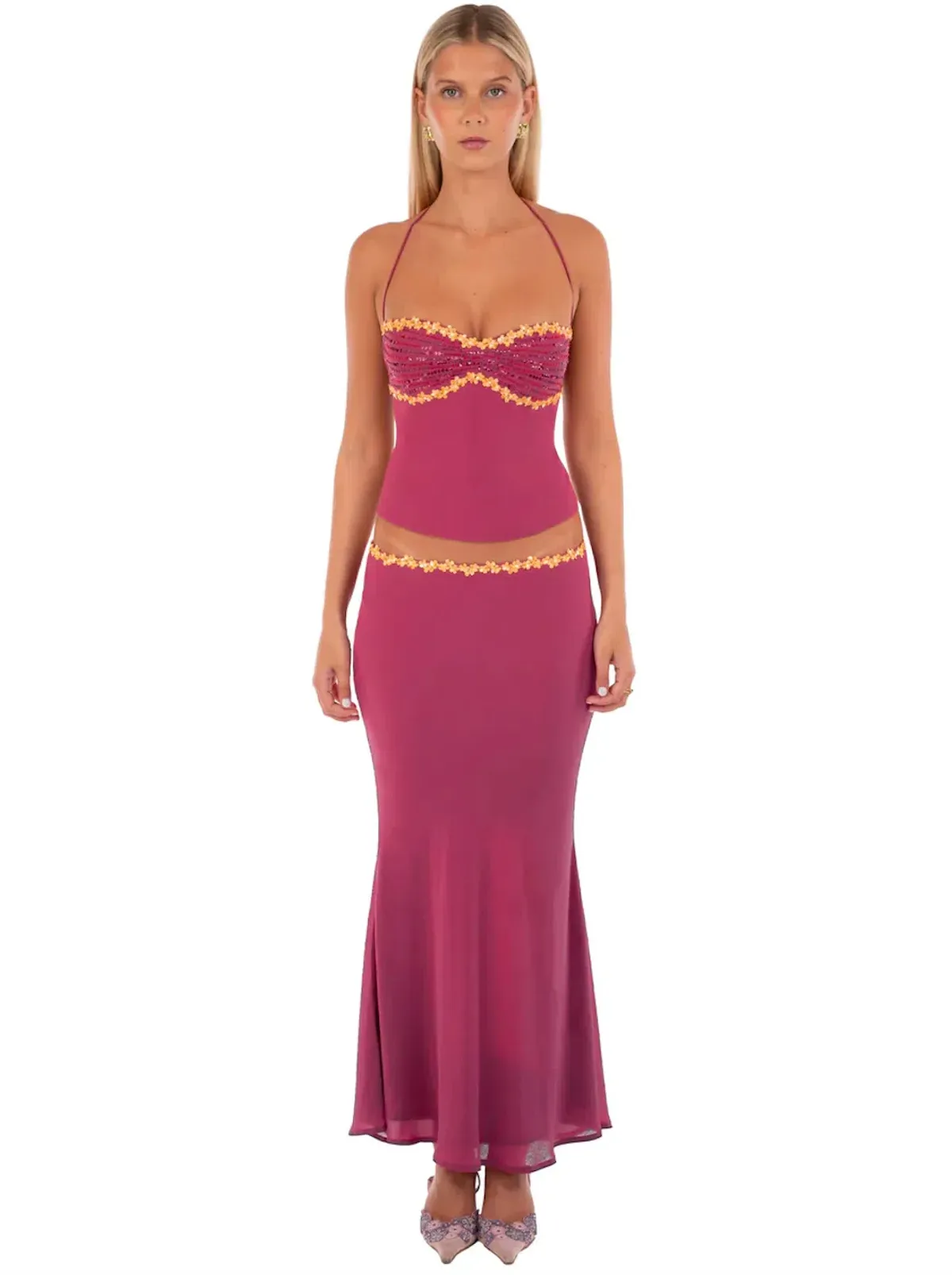 I AM DELILAH JEMIMA MIDI SKIRT & JEMIMA HALTER. SIZE S / AU 8-10 - Image 1