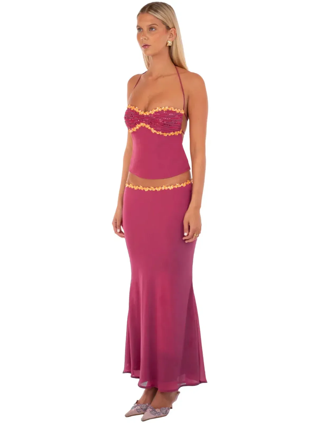 I AM DELILAH JEMIMA MIDI SKIRT & JEMIMA HALTER. SIZE S / AU 8-10 - Image 3