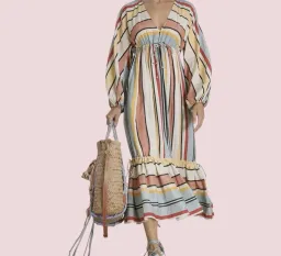 Zimmermann Cassia Striped Maxi Linen Dress Size 1 Fits to size 12 for rent on The Volte - image 2