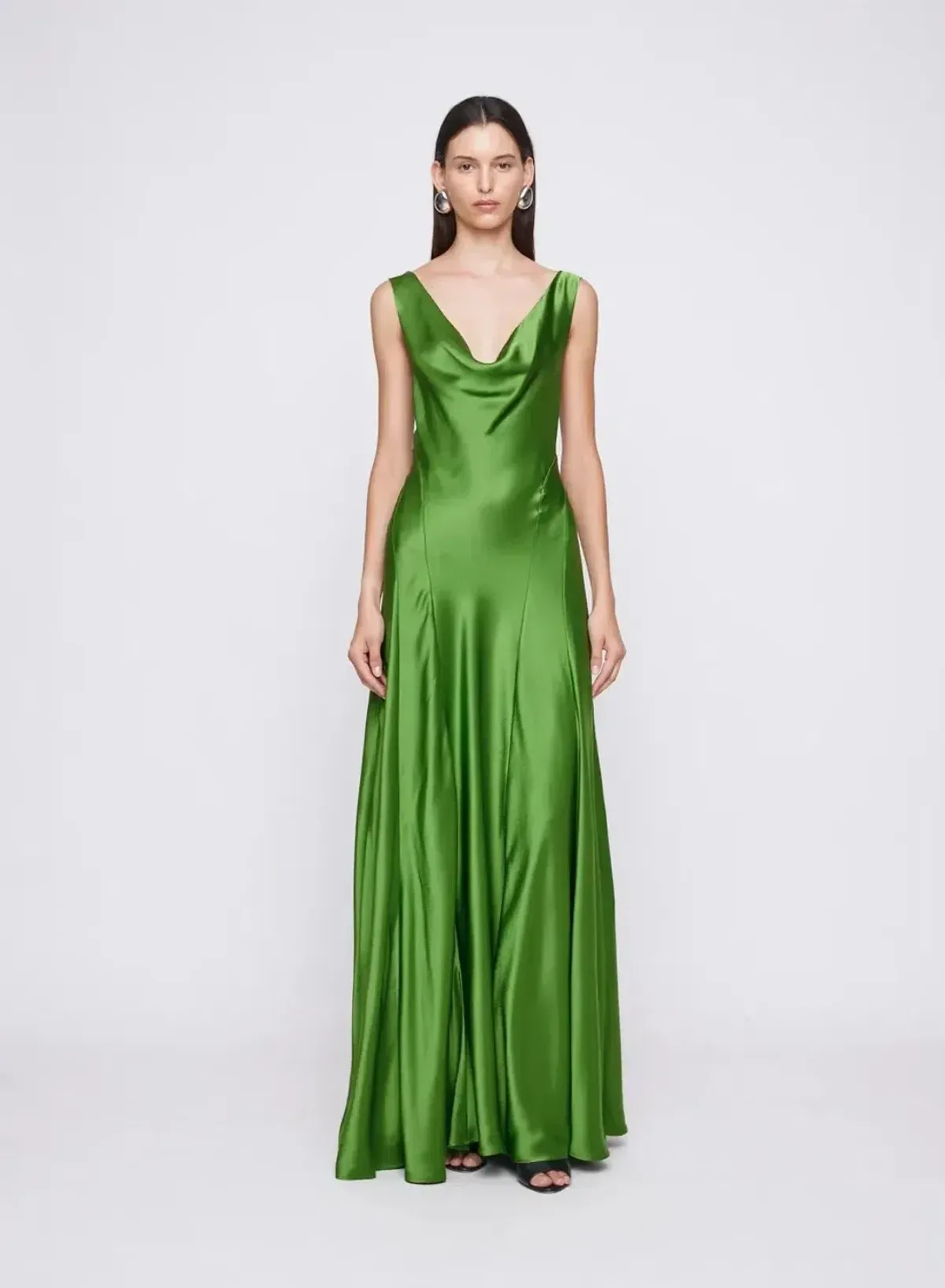 ANNA QUAN Keira Draped Maxi Dress Green Gown  - Image 1