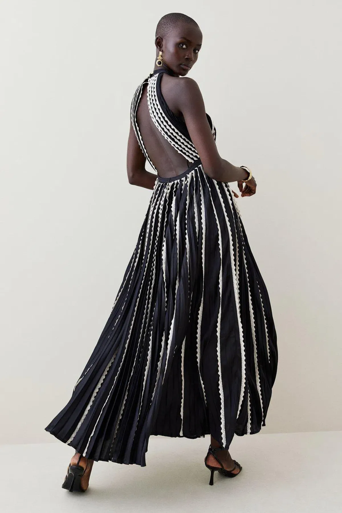 Karen Millen Pleated Lace Halter Maxi Dress Size AU 10 / M - Image 1