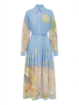 Alemais Anouk Shirtdress Size 14 Printed Cotton Long Sleeve Belted Midi for rent on The Volte - image 2