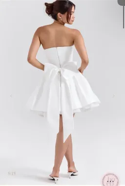 White satin bow mini dress for rent on The Volte - image 5