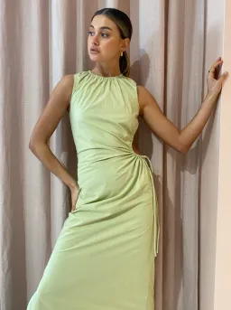 SIR THE LABEL MASON LACED MIDI DRESS IN PISTACHIO SIZE 8  for rent on The Volte - image 3