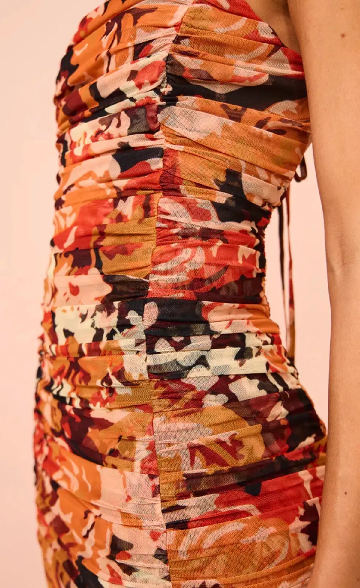 Shona Joy Rubi Open Back Ruched Midi Dress In Tangerine - Image 4