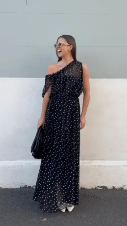 Bianca Spender Polka Dot Silk Emerge Dress Black Size 6 for rent on The Volte - image 10